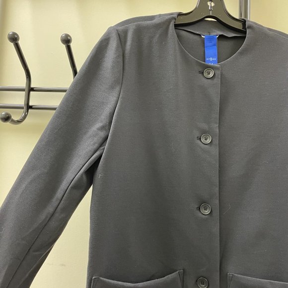 Kit & Ace Collarless Stretch Jacket Button Down Knit (M) - Picture 4 of 11